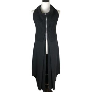 CREA CONCEPT Wool Blend Zip Funnel Avant Garde Cardigan Women's Sz 40 8 M Black